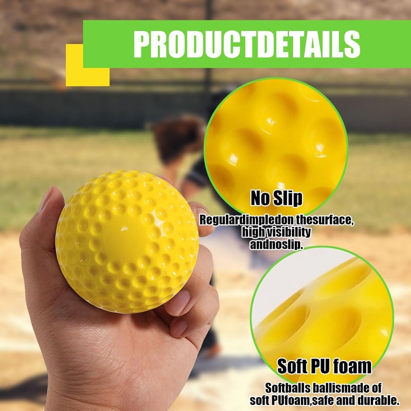 POPFRO Dimpled Softballs, 12 Pack - 11-Inch Pitching Machine Softballs for Hitting and Fielding Practice - Image 2